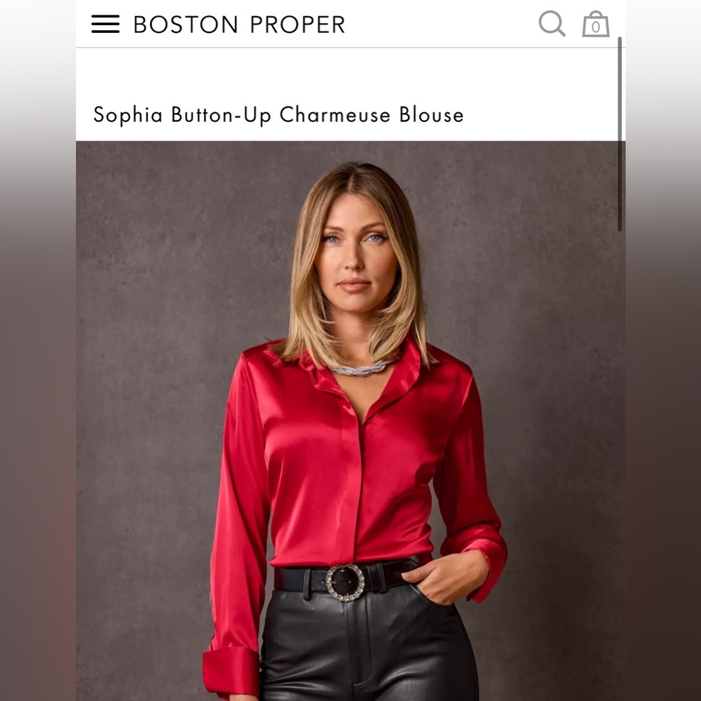 Boston Proper Pink Sophia Button-Up Charmeuse Blouse